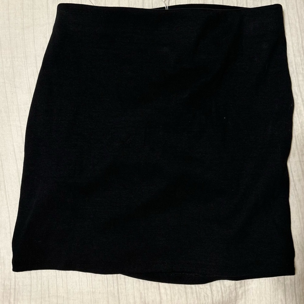 Zara Ruched Ribbed Black Skirt | L - Picture 2 of 6